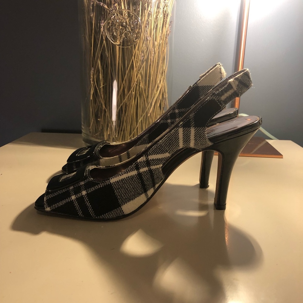 Black and White Plaid Heels